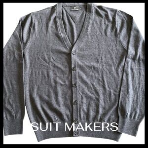 New Suit Makers Dark Grey Cotton Blend Button Up Cardigan Sweater (M)